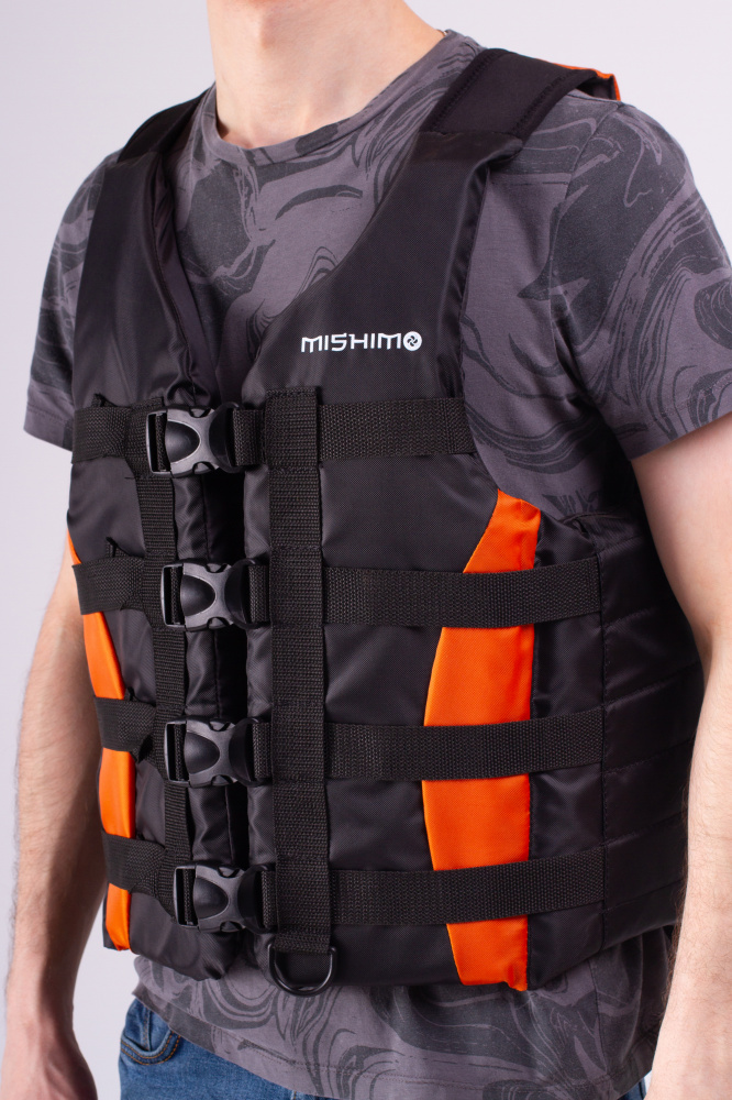 Жилет спасательный MISHIMO PRO Премиум качества Черно-оранжевый в Одинцово