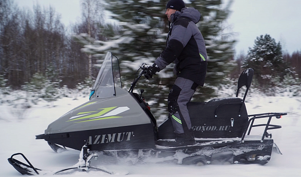 Миниснегоход Бурлак Азимут 20 л.с. , эл.запуск, реверс, тормоз гидравл, капот серый в Одинцово